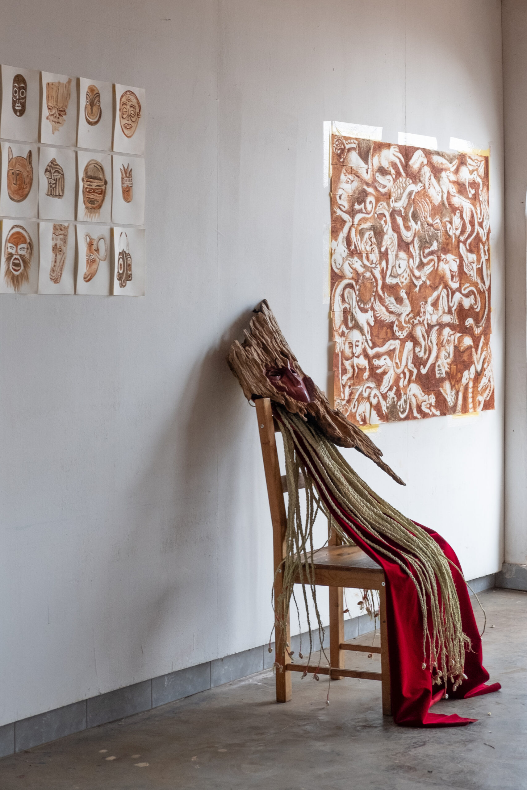 Vue de restitution en cours de résidence à Bandjoun Station.